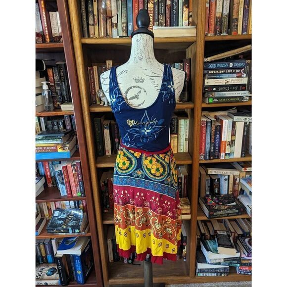 Desigual sleeveless knit tank dress sz sm euc red yellow and blue - Picture 2 of 6